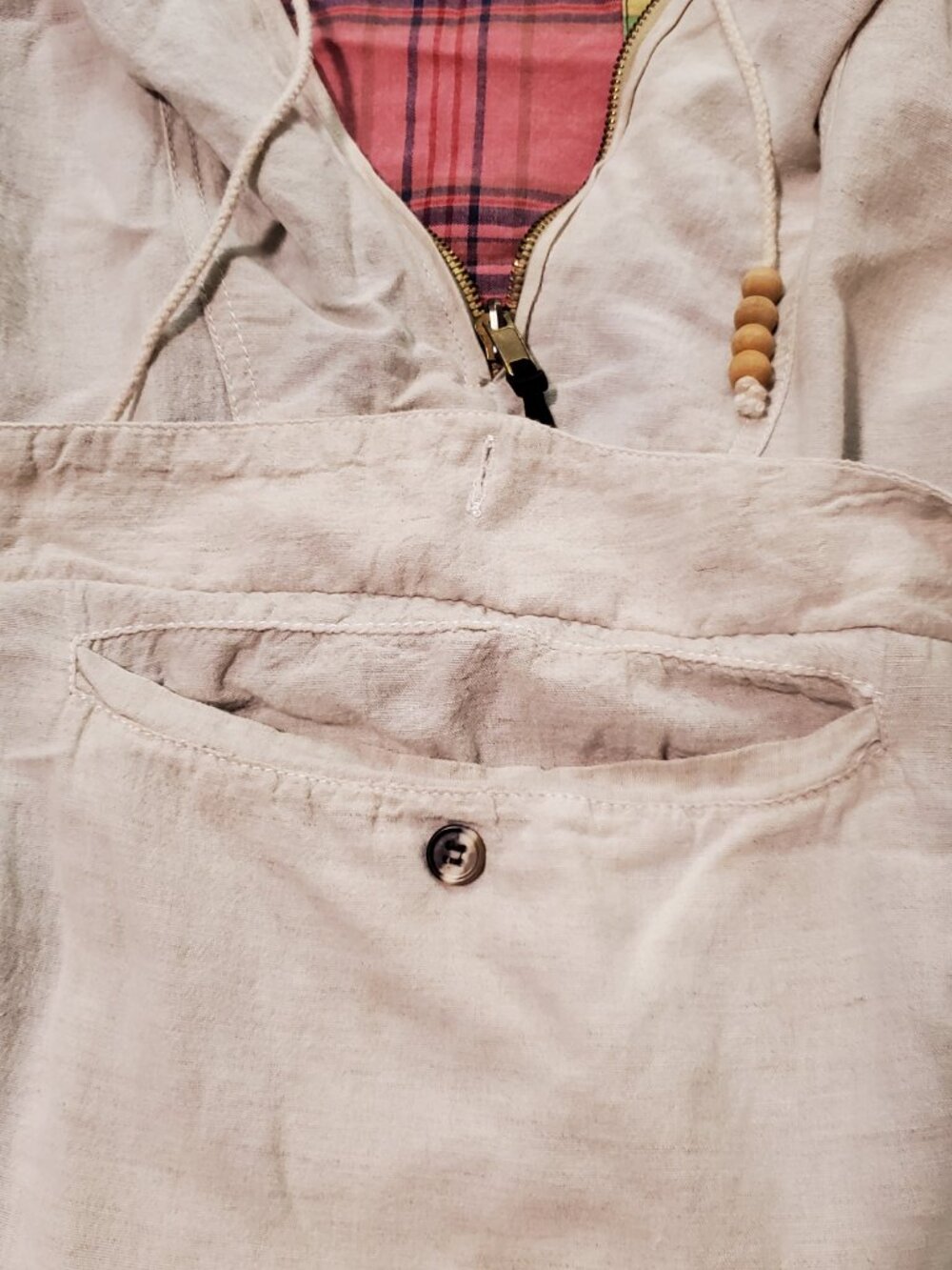 VTG JouJou Patchwork Reversible Plaid 1/4 Zip Indie Boho Pullover Hoodie - Picture 4 of 9